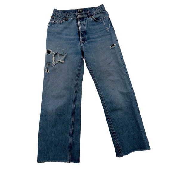 BDG Denim - BDG Urban Outfitters Vtg Wide High-Rise Jeans 27 Distressed Raw Hem Button Fly